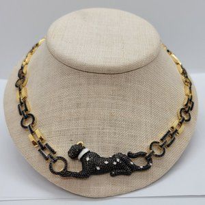 Italian 24kt gold Plate Over Sterling Topaz Jaguar Necklace